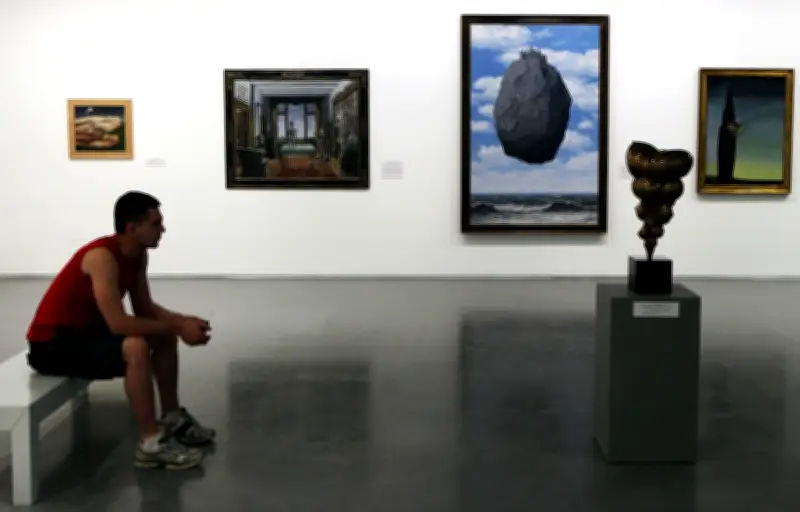 Magritte Painting Damaged by Child with Pine Cone at Museum