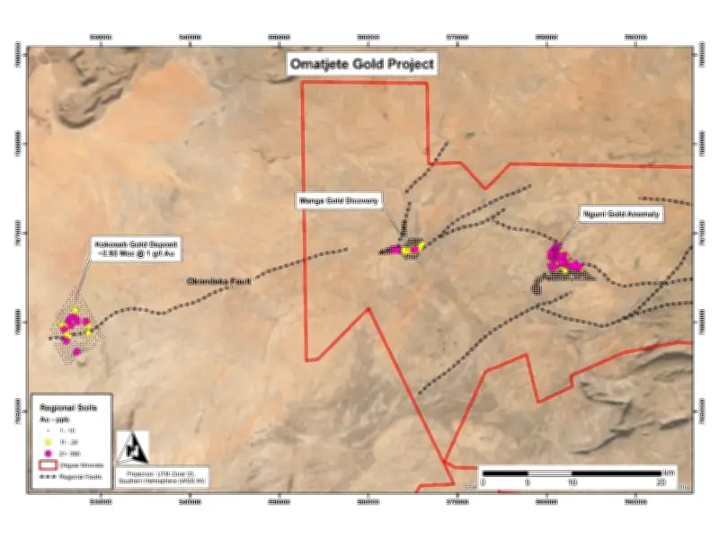 Ongwe Minerals Discovers New Multi-Kilometer Gold Anomaly in Namibia