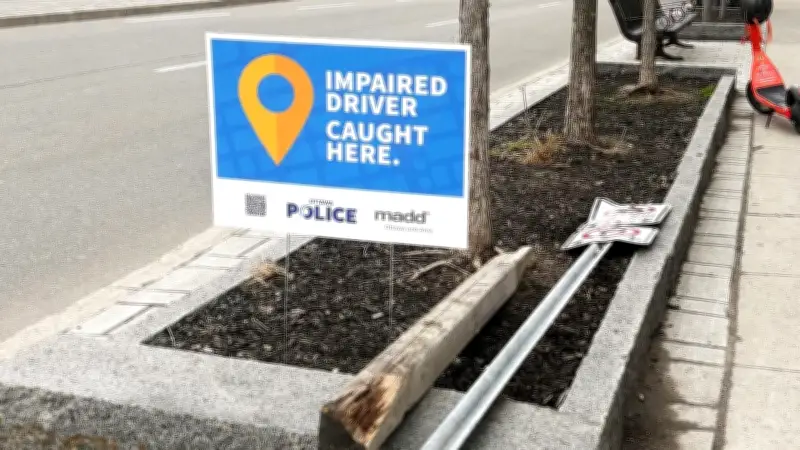 Ottawa Police Install 77 Impaired Driver Signs for Spring Campaign
