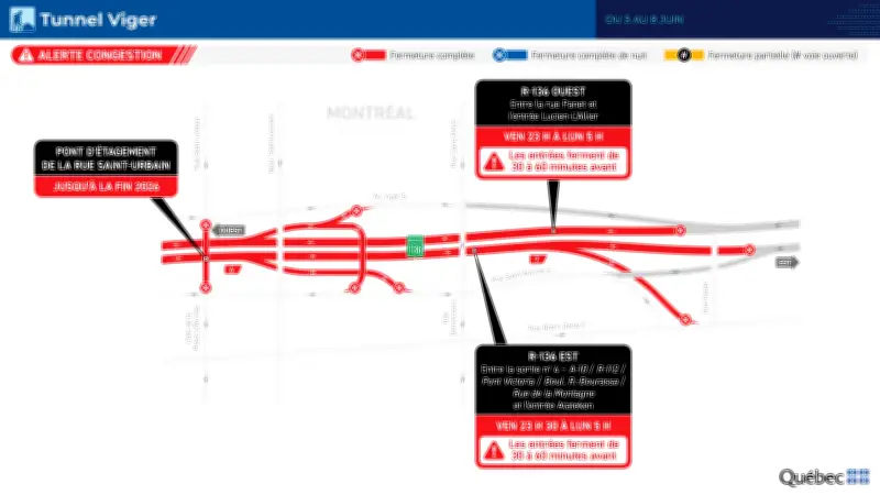 Part of Route 136 in Montreal to Close This Weekend for Repairs