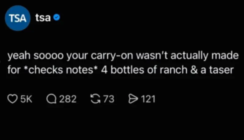 TSA Warns Travelers About Ranch Dressing in Carry-On After Viral Incident
