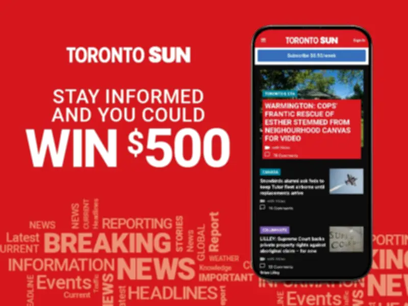 Win $500 by Reading News: Toronto Sun Contest Runs June 5 to July 30
