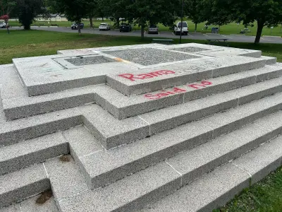 Champlain Monument Quietly Removed from Storage Location in Barrie