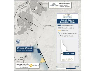 Headwater Gold Commences Centerra-Funded Drilling at Crane Creek Project, Idaho
