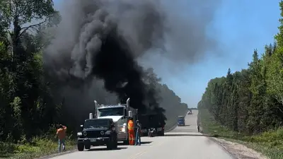 Highway 101 Reopens After Transport Truck Fire Near Foleyet