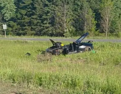 Lamborghini Crashes Onto Highway 403 After Alleged Race With Motorcycle