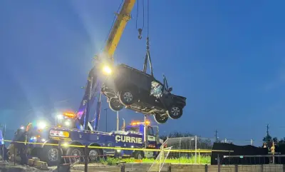 Truck Plunges 16 Feet into Barrie Construction Pit at Bayfield Mall Site