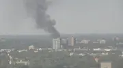 Black Smoke from Rail Tie Fire Billows Over London, Ontario