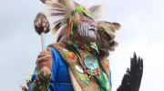 Indian Relay Announcer Gayle Skunk Cap Talks Calgary Stampede Qualifiers