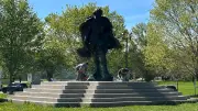 Tarped-Up Questions Raised After Controversial Monument Exposed at Orillia Park
