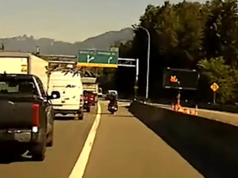 B.C. motorcyclist crashes after passing police on right shoulder