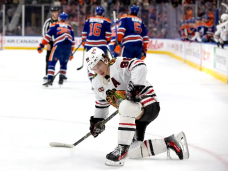 Blackhawks star Connor Bedard suffers apparent shoulder injury at Burnaby facility