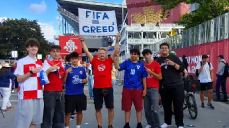 Man charged with trespassing after 'FIFA = Greed' sign at Exhibition Place