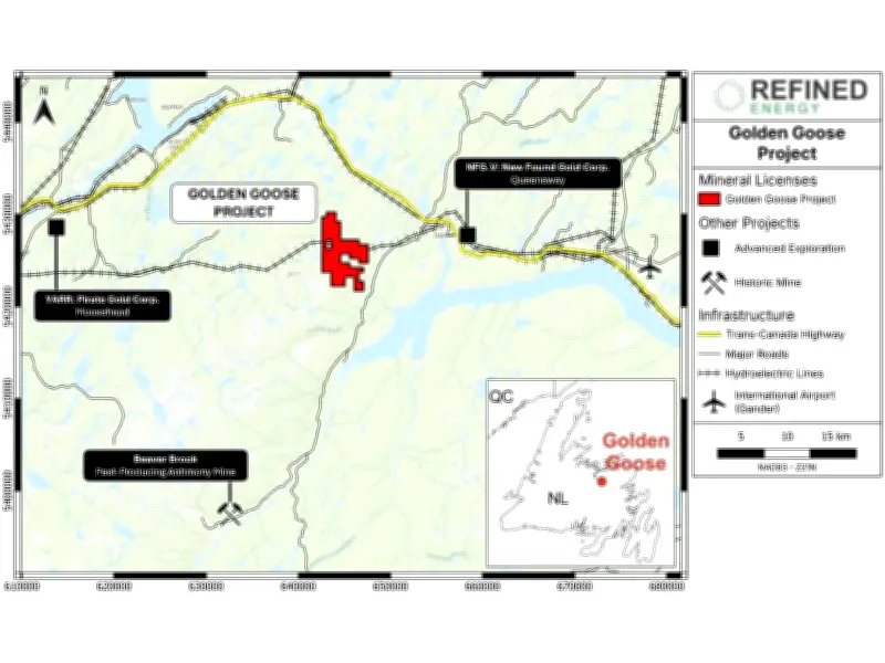 Refined Energy Acquires Option to Purchase Golden Goose Project in Newfoundland