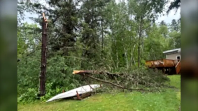 Storm Topples Trees, Floods Streets Near Manitoba-Ontario Border
