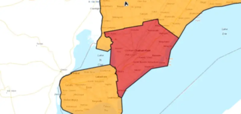 Tornado Warning Issued for Chatham-Kent by Environment Canada
