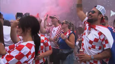 Croatia Fans March to Toronto Stadium for Portugal World Cup Match