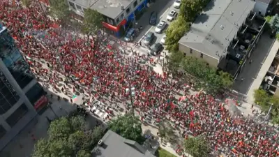 Portugal fans take over downtown Toronto streets for World Cup fan march