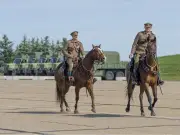 Horses and Soldiers in WWI Gear at CFB Edmonton for New Regiment Ceremony